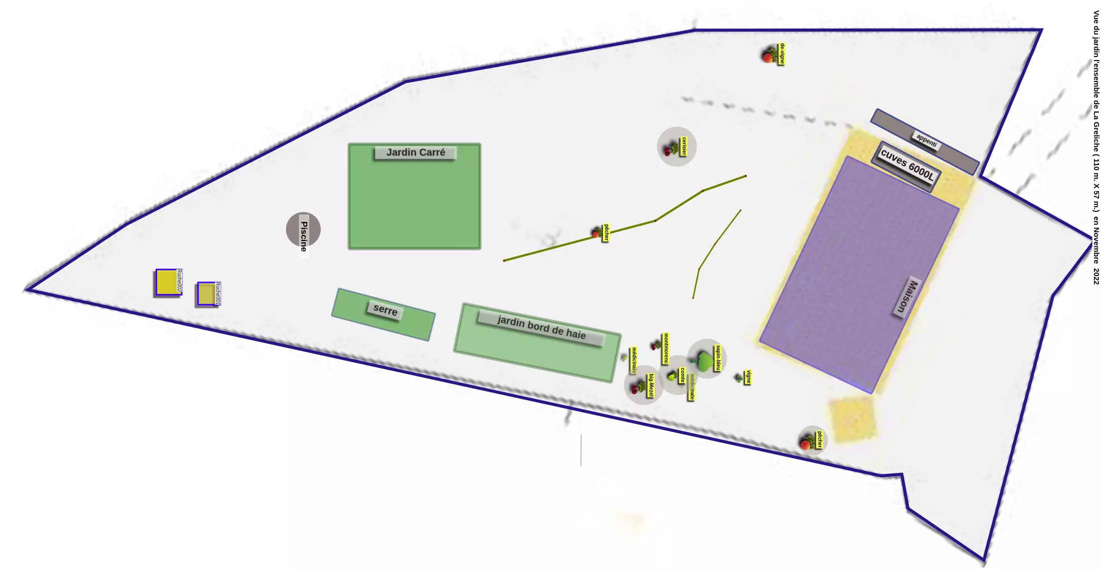 Plan du jardin de la Greliche